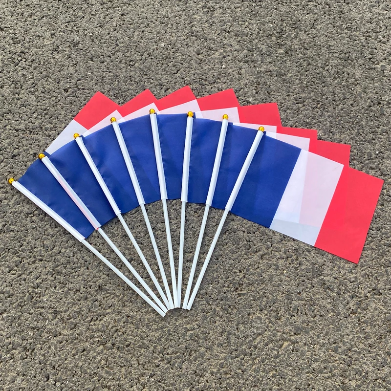 

Custom Hand Flag 100pcs/lot french hand flag with 14cm*21cm waving the flag france hand flag