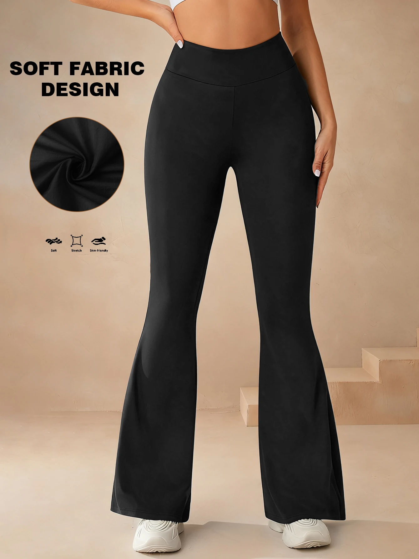 

Женские расклешенные леггинсы с высокой талией и эффектом утяжки живота, из мягкой дышащей ткани с четырехсторонней растяжкой, для йоги, тренировок и повседневной носки