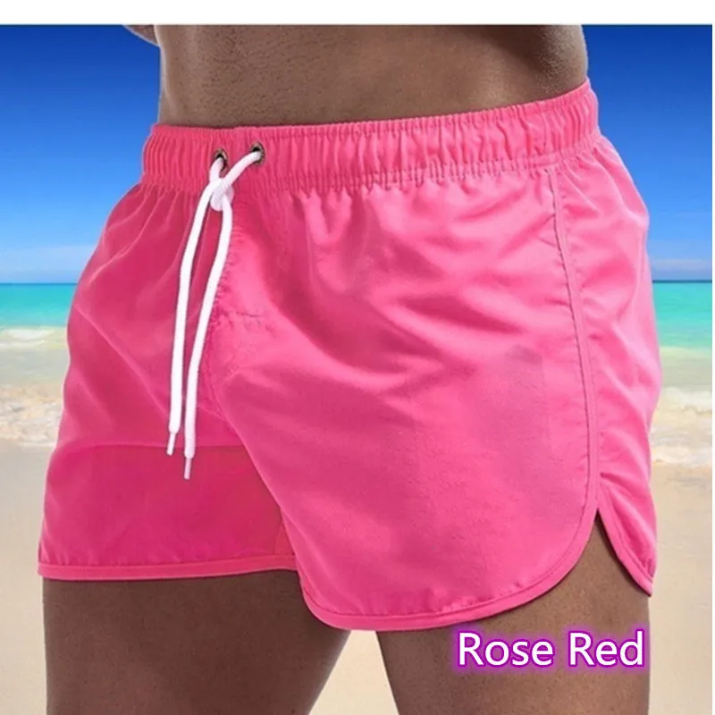 Shorts de praia casual respirável masculino, cor sólida, corrida, treinamento, esportivo, cross-border, europeu e americano, verão