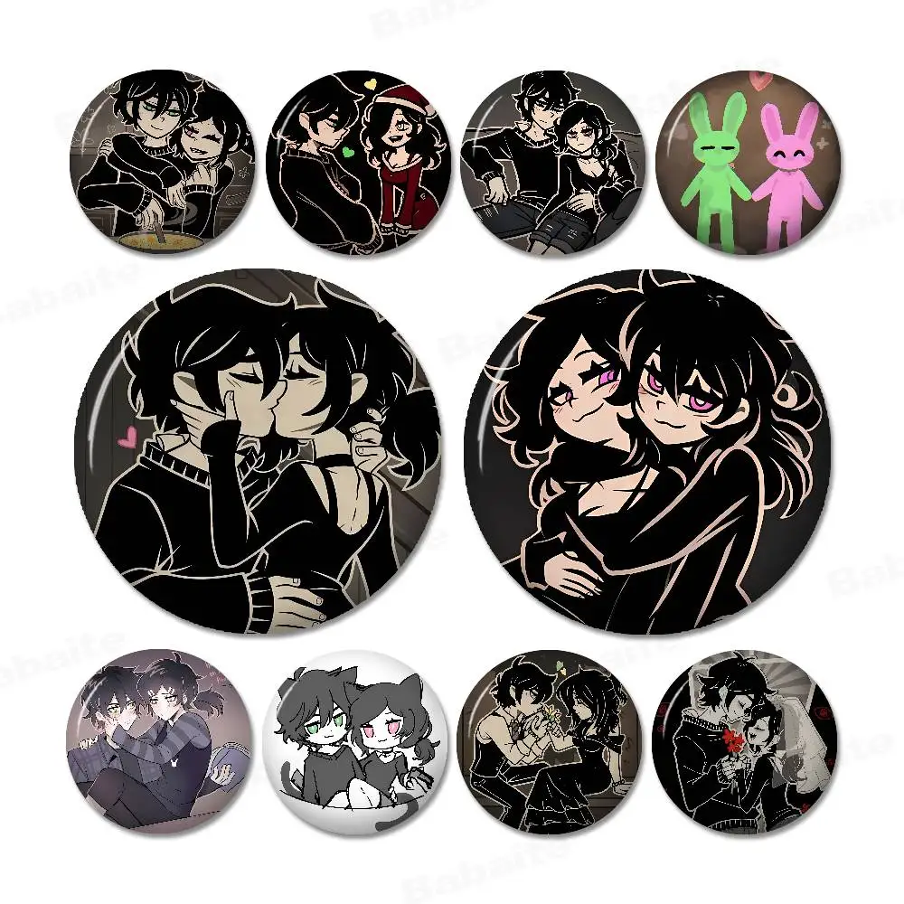 The Coffin Of Andy And Leyley Cartoon Brooches Anime Badge Round Handmade Brooch Lapel Pins Jewelry for Backpack Clothes Gifts