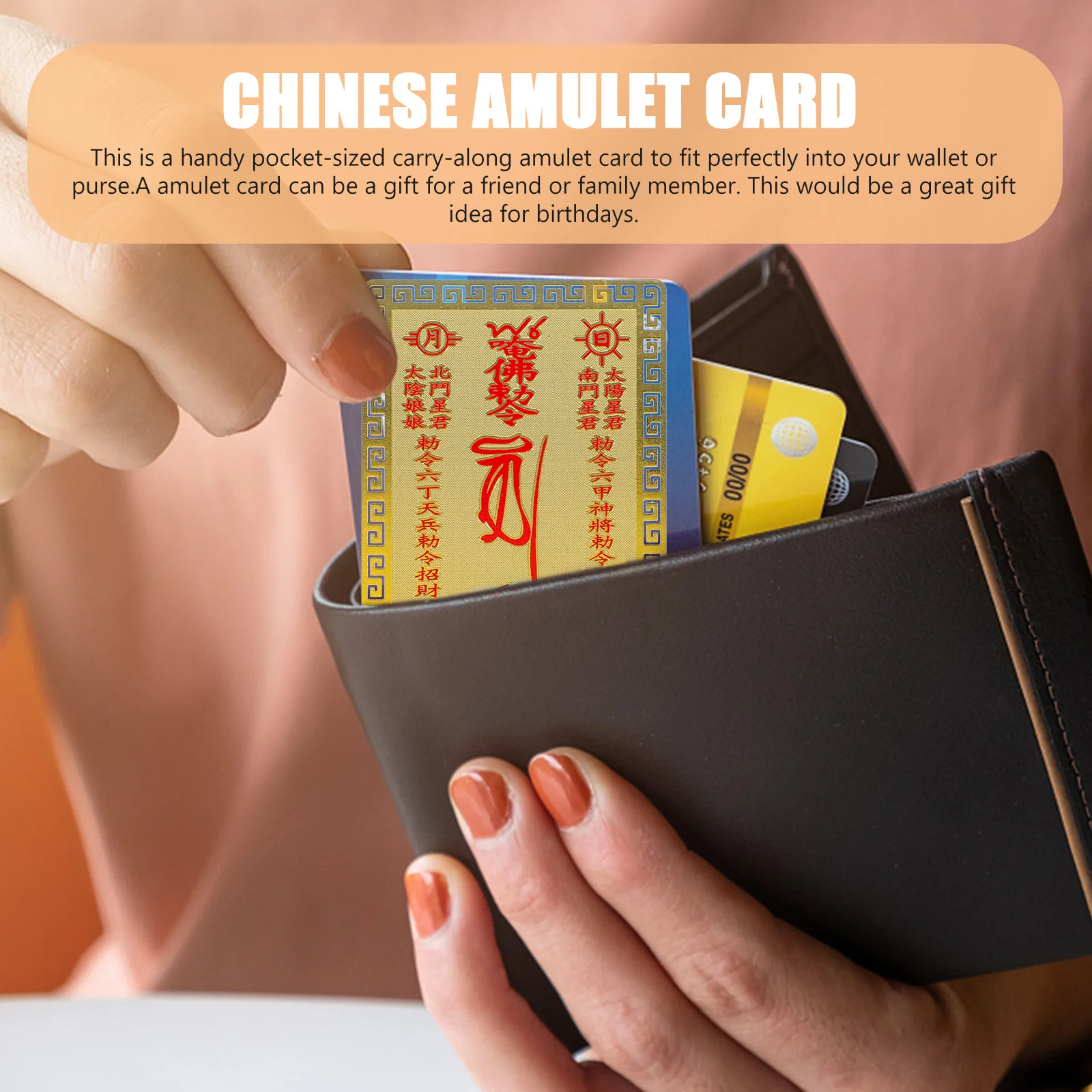 

5Pcs Luck Cards Classic Chinese Amulet Card Portable Spiritual Protection for Wallet Purse Pocket Feng Shui Decor Item