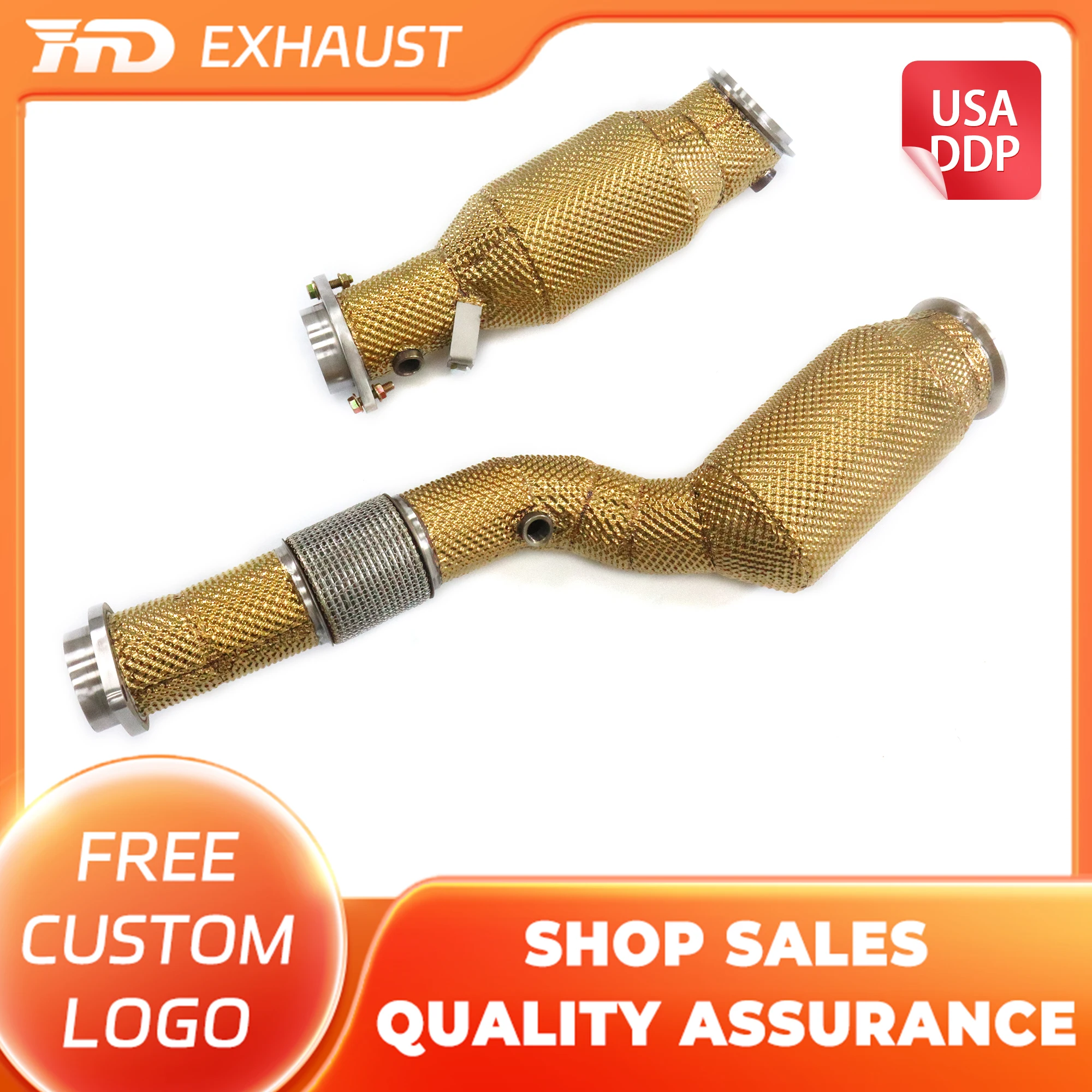 

HMD Exclusive Customization Downpipe for BMW M3 M4 G8X With Gold Heat Shield Stainless Steel Exhaust Auto Parts
