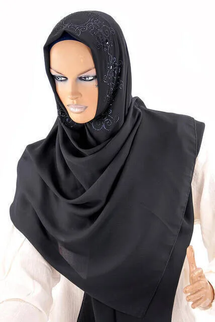 IQRAH Medina Silk Stone Shawl Black