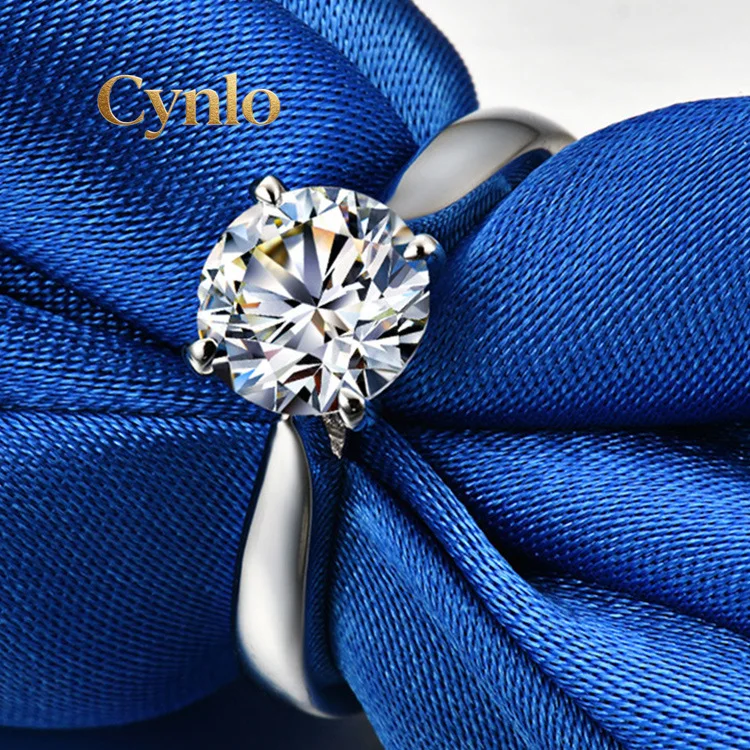 Cynlo Jewelry Women's 1 Carat Moissanite Ring, PT950 Platinum, Simple Four-Prong Setting, Brilliant Sparkle & Timeless Design