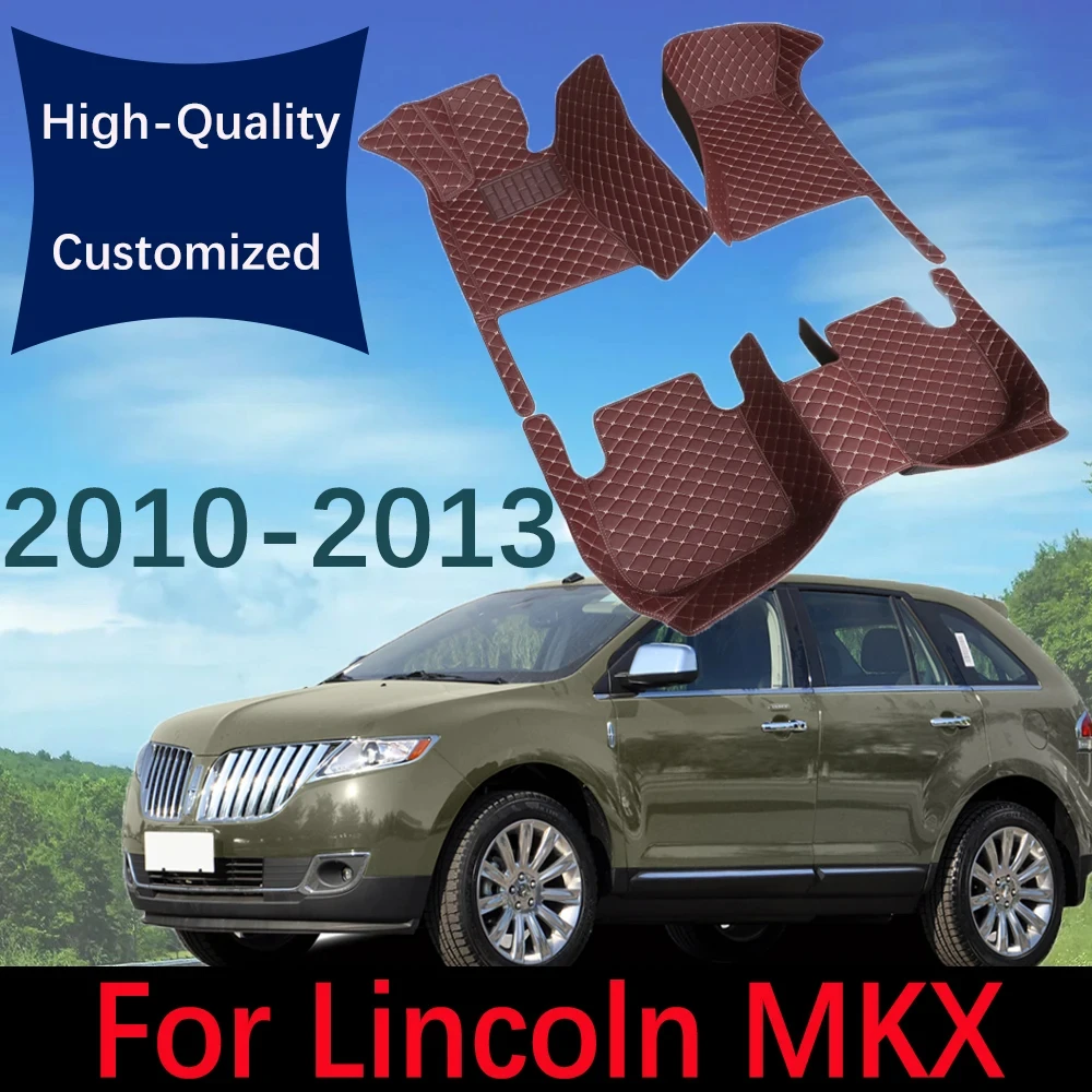 Custom Leather Car Floor Mats For Lincoln MKX 2010 2011 2012 2013 Fashion Automobile Carpet Rugs Foot Pads Interior Accessories