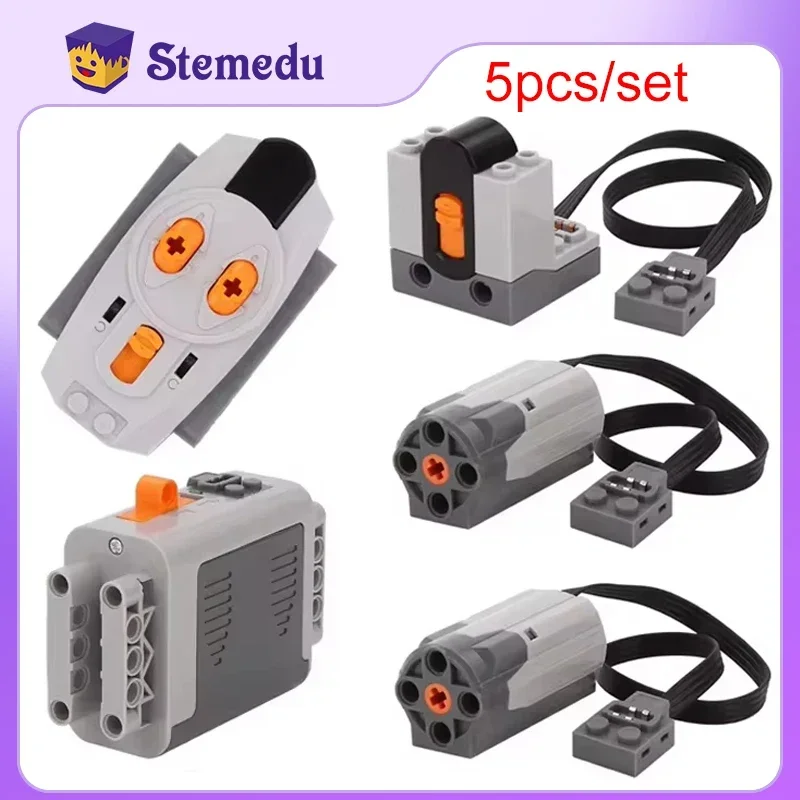 

5pcs Power Functions Set M Motor Battery IR Remote Receiver Robot Technical Parts legoeds-compatible 8883 8881 8885 RC Car Toy
