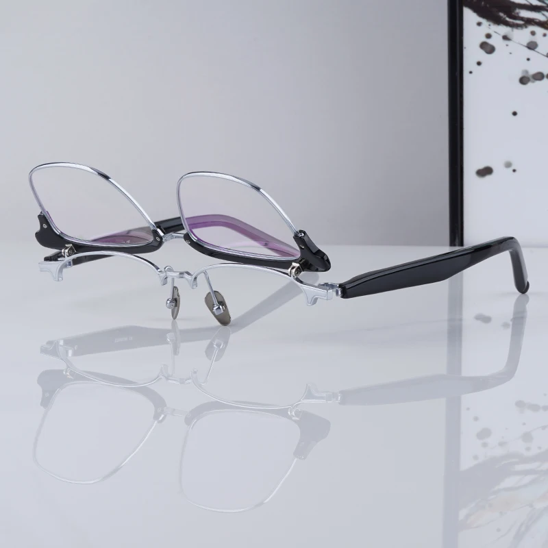 النمط الياباني خلات التيتانيوم مربع إطارات النظارات غطاء الوجه مع الحاجب إطار النظارات رجال الأعمال النظارات M-96