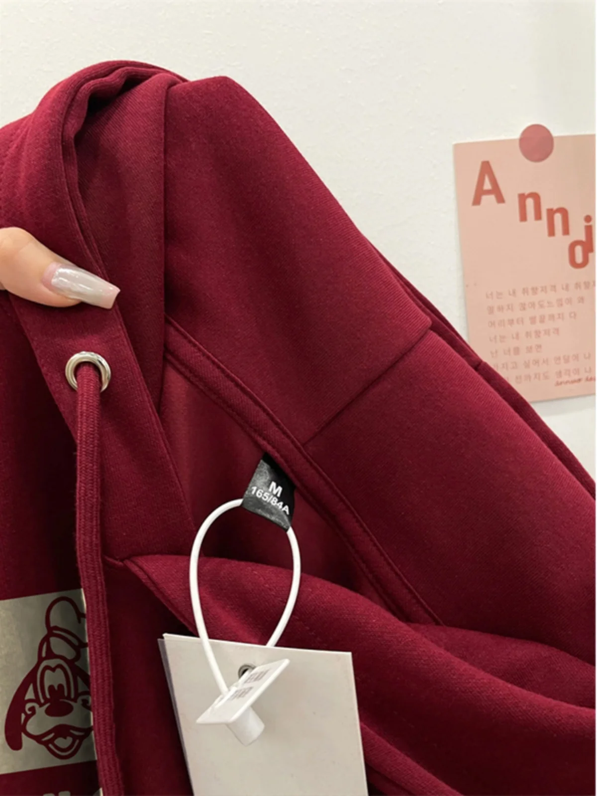 

American Retro Heavyweight Hoodie Sweatirt ex Pure Cotton Jaet Wine Red Color Trendy Long Sve Loose Fit Sle