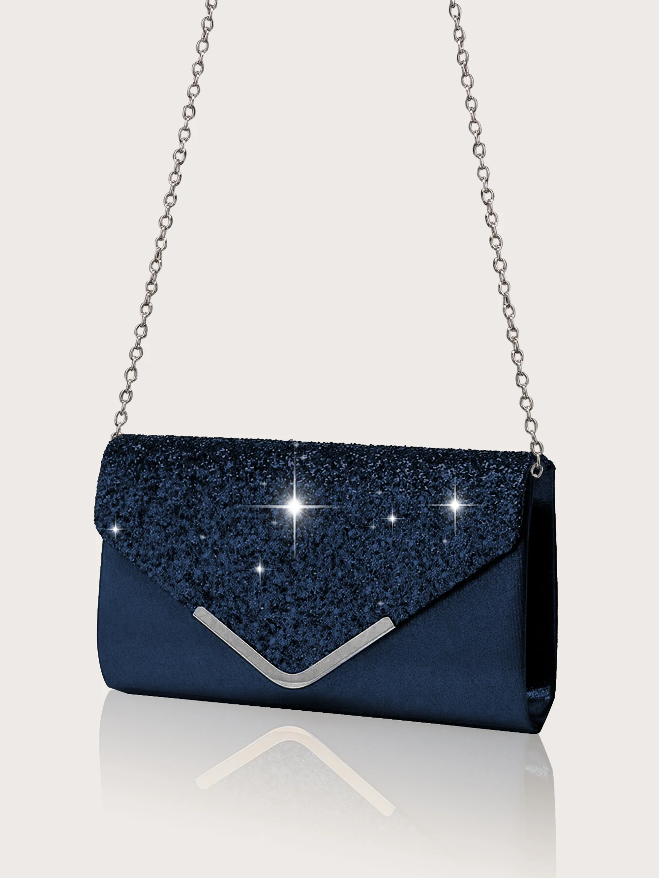 Gorgeous and elegant sparkly women's clutch bag, paired with a gorgeous rhinestone necklace, earrings and bracelet set of four. view 4
