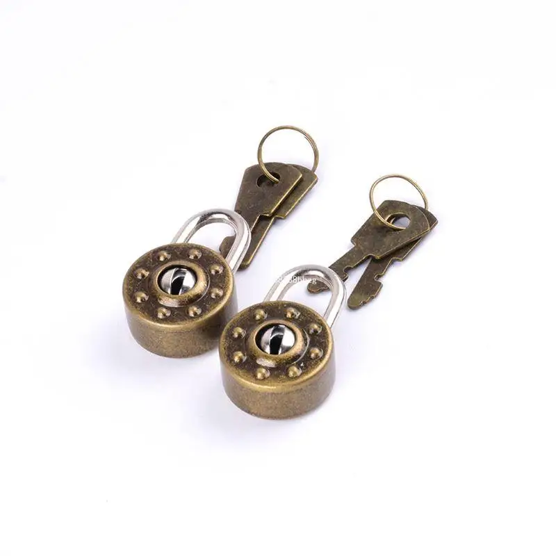Archaize Round Padlock Mini Antique Lock With for Key Drawer Suitcase Security L Dropship