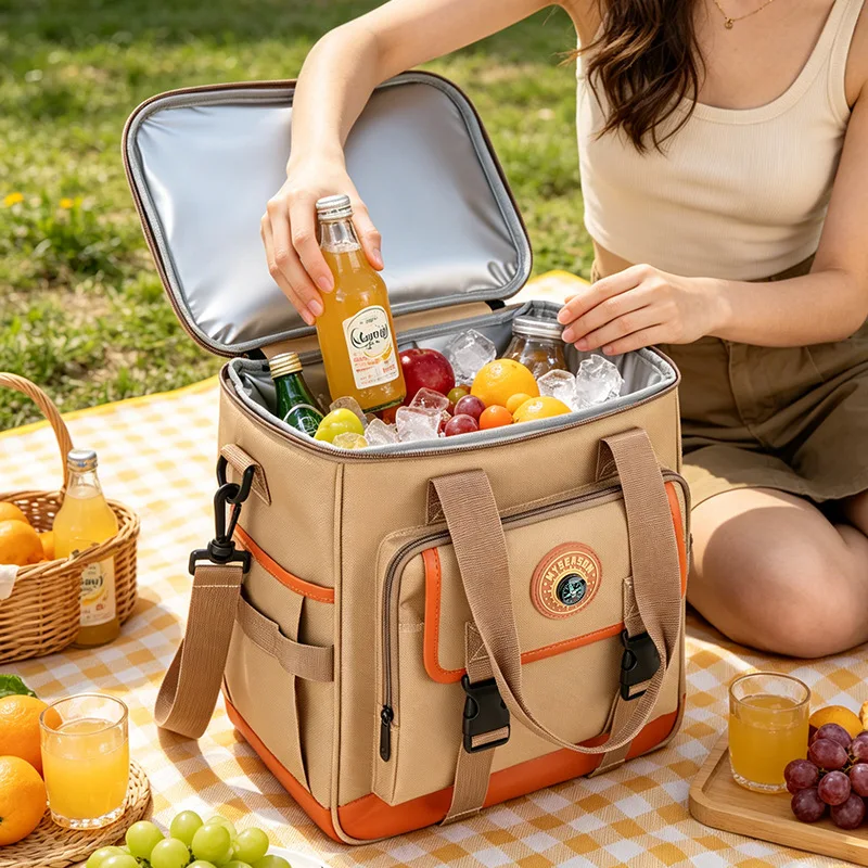 Insulated Cooler Lunch Bag Waterproof Portable Picnic Tote for Outdoor Beer Food Storage Camping Handbag shoulder bag