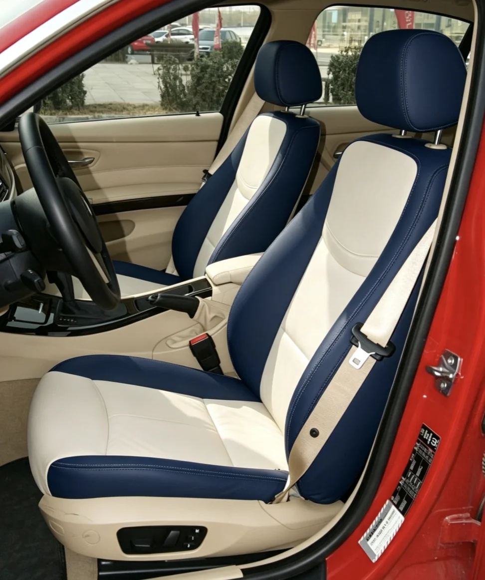 Für BMW E90 2005~2012 Maßgefertigte Autositzbezüge Luxuriöses Nappaleder 100% Passgenau Innenausstattung 360 ° Vollständige Abdeckung – Detail 5