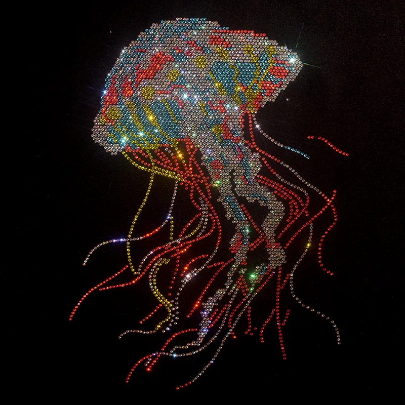 DIY clothes, T-shirts, decorative patches and clothing accessories with large fabric stickers, rhinestones, jellyfish and sequin