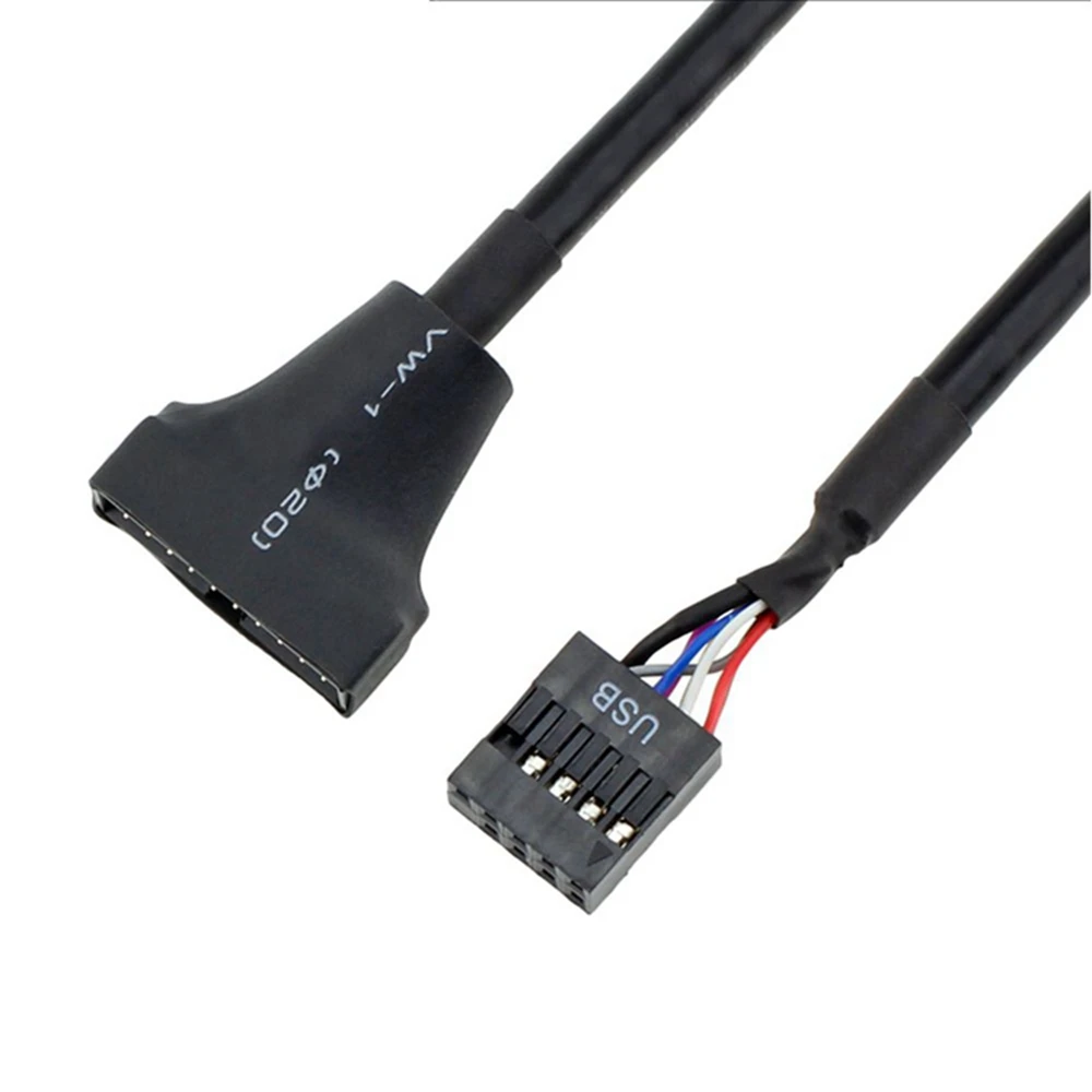 1pc schwarz usb 2,0 9 pinos gehäuse männlichen zu placa-mãe usb 3,0 20pin weibliche adaptador kabel für computador