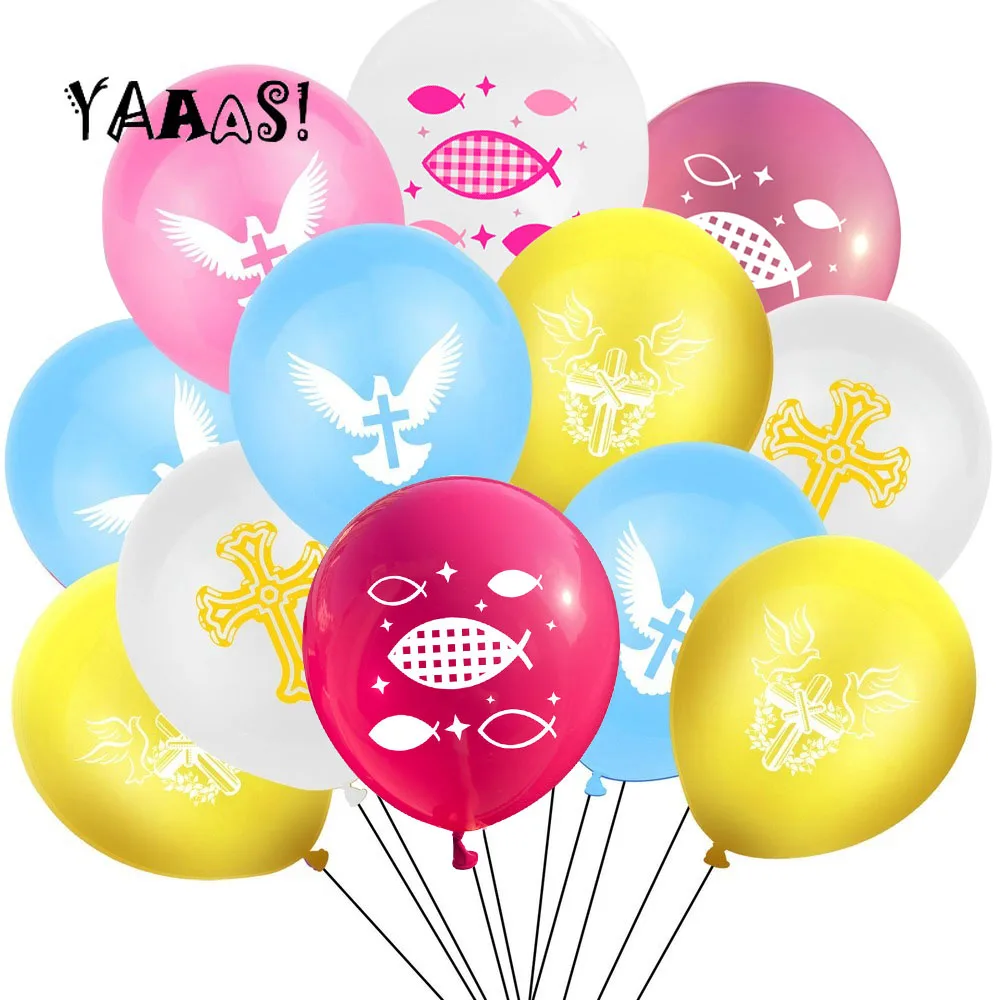 6/10Pcs Baby's Baptism Balloons Christening Baby Shower Party Decoration Gold Cross My Baptism Easter Decoration Ballon Baptism