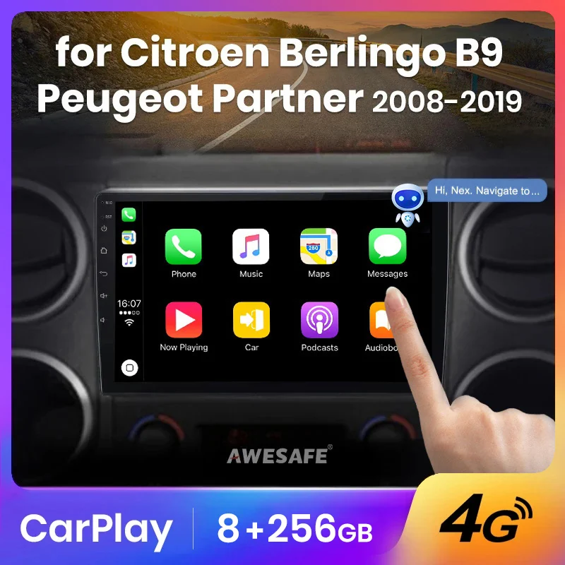 AWESAFE Wireless CarPlay Autoradio for Citroen Berlingo B9 Peugeot Partner 2008-2019  Car Radio Multimedia Player Android Auto