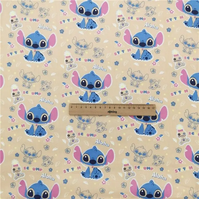 Width 160cm Disney Stitch Cotton Fabric Per Half Meter For Sewing Patchwork Children Clothes Bedding Quilting Material