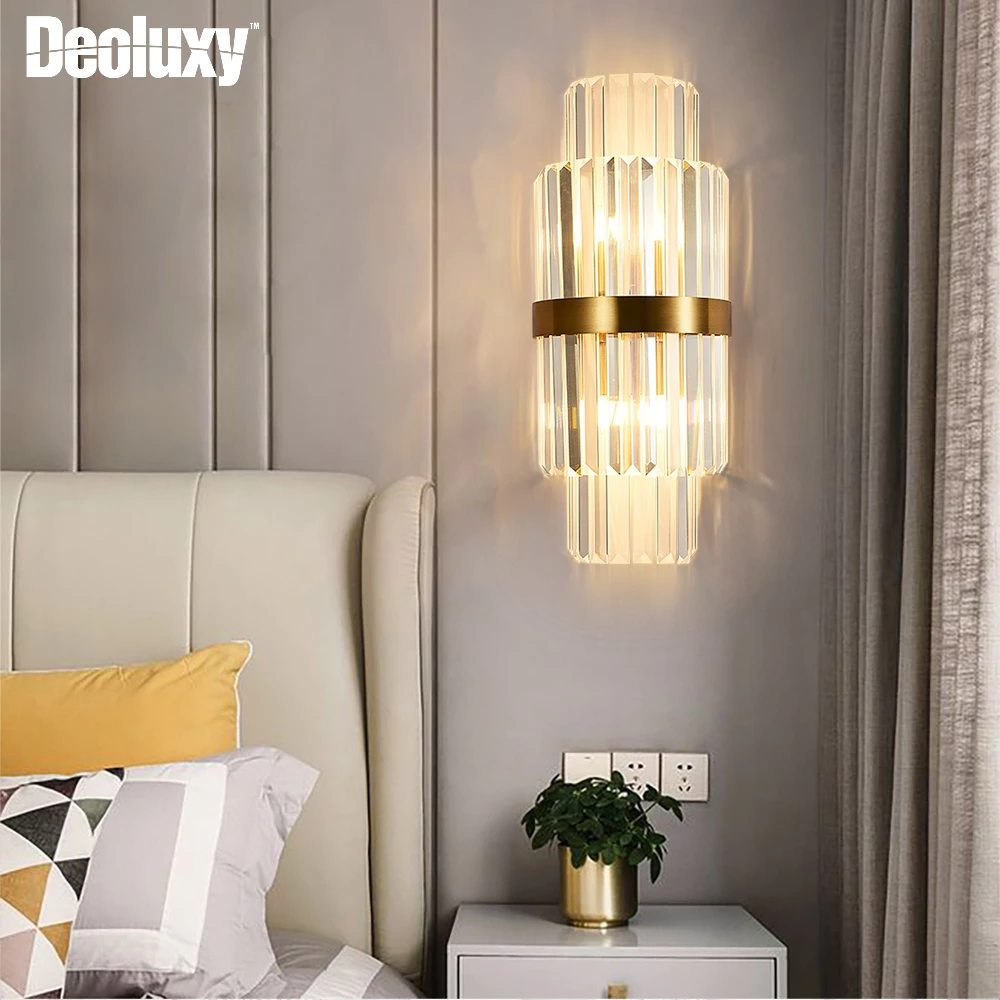 

Modern Crystal Gold Wall Lamps Bedside Loft Lights Led Bulb Home Decoration Lighting Fixtures Wall Sconce For Bedroom AC110-240V