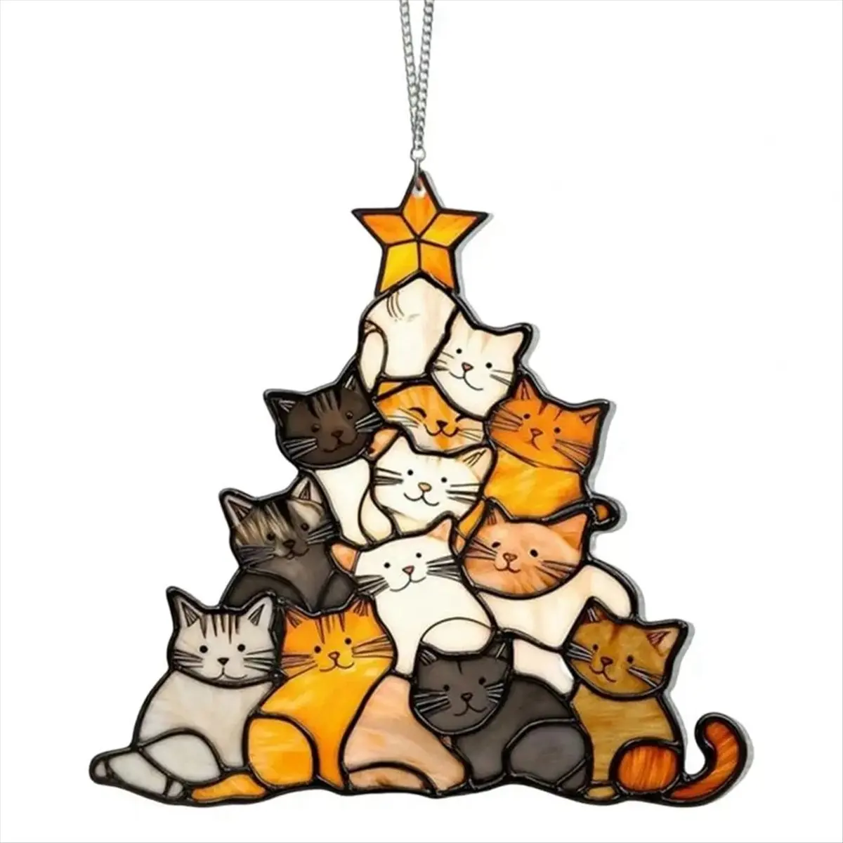 2026 Trend Cat Sun Catcher Acrylic Stacking Kitten Ornaments Colorful Decoration Christmas Car Home Decorations