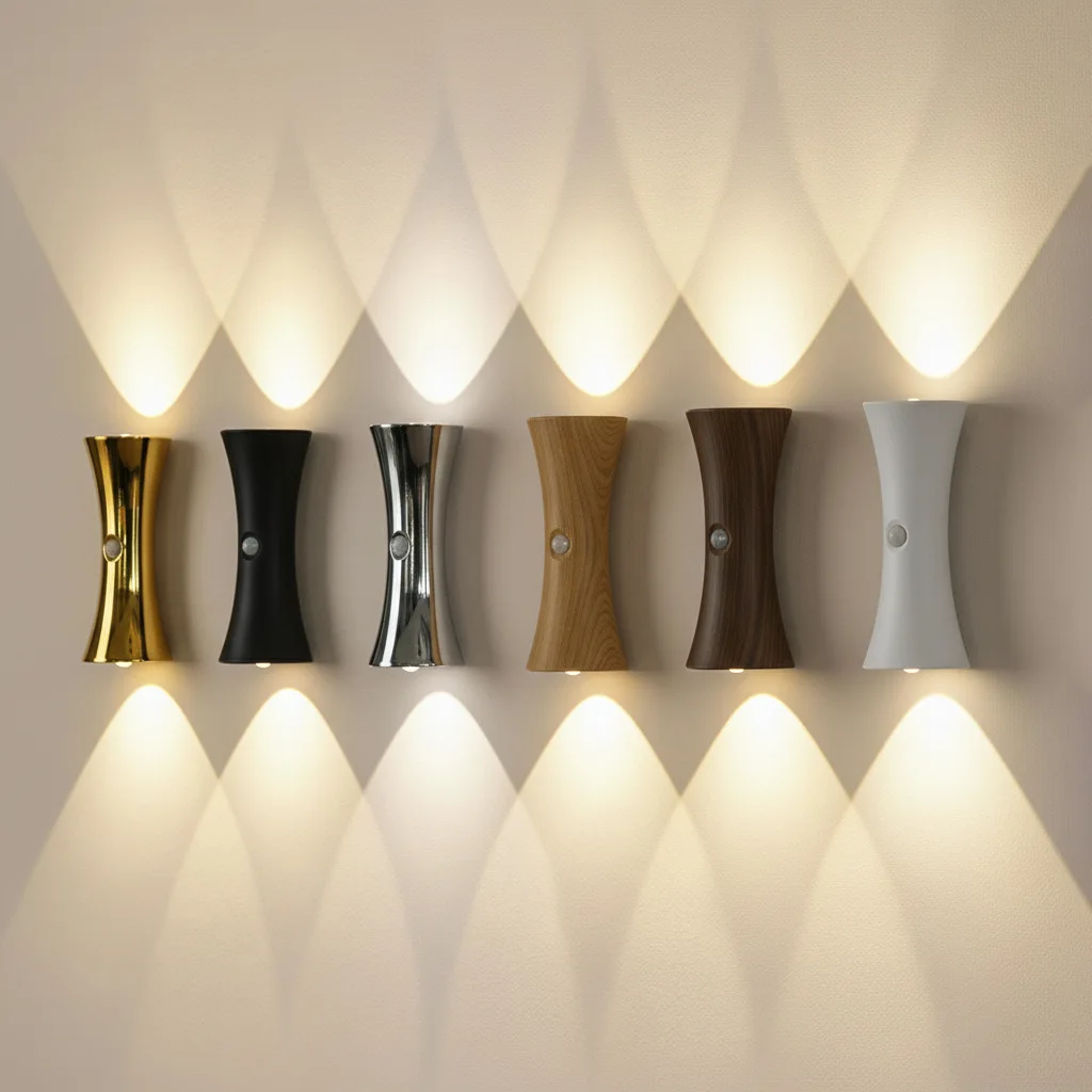 

Modern LED Hourglass Wall Lamp with Adjustable Brightness, Motion Sensor, Wireless Magnetic Base, and Small Night Light