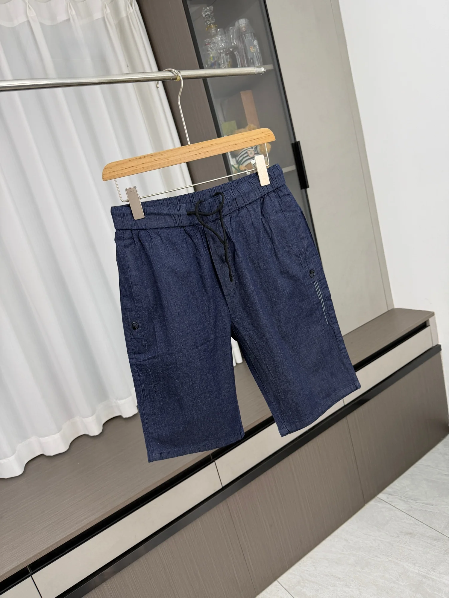 Cotton Linen Blend Men's Casual Elastic Waist  Color Shorts Five-Point Pants Summer Cool Feeling Loose Straight Leg Pants
