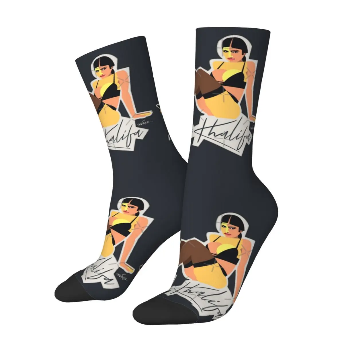 Crazy compression Mia Khalifa Premium Sock for Men Harajuku Khalifa2 Seamless Pattern Crew Sock Novelty