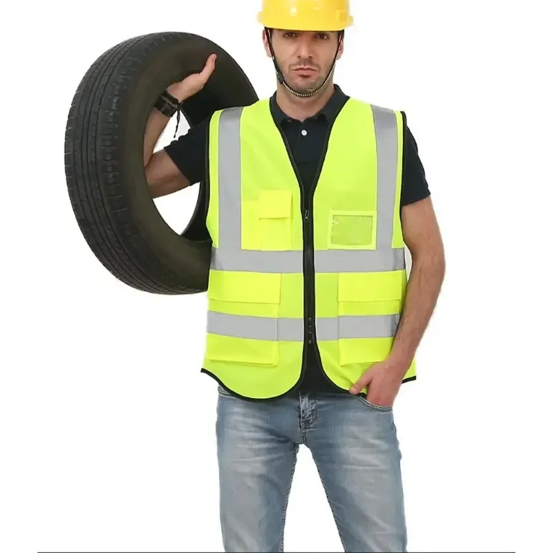 2024 New Multi-pocket Reflective Safety Vest & Safety helmet Bright Color Traffic Vest Railway Coal Miners Uniform Breathable