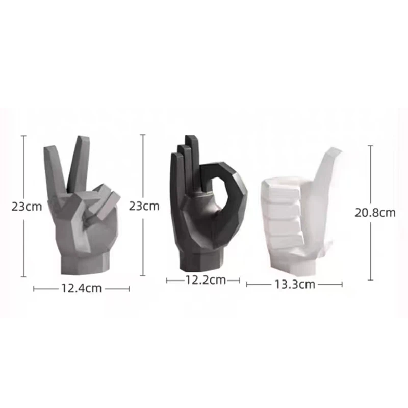 2024 New Modern Style Geometry Gesture Sculpture Resin Abstract Hand Love Statue Figurines Creative Wedding Home Living Room