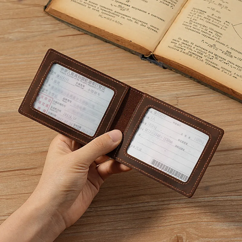 

Super Slim Short Wallet Genuine Leather Mini Credit Card Holder Wallets Purse Thin Card Holders Men Driver's License Wallet