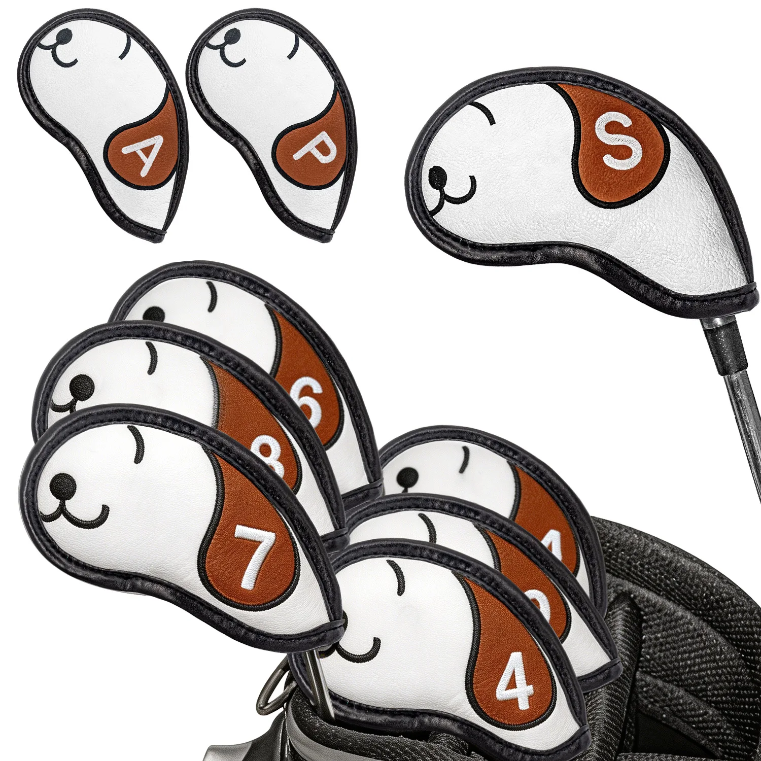 9pcs Golf Iron Head Covers Set, Iron Club Covers Fit for 4, 5, 6, 7, 8, 9, A, P, S Irons, Universal Fit Most Golf Irons