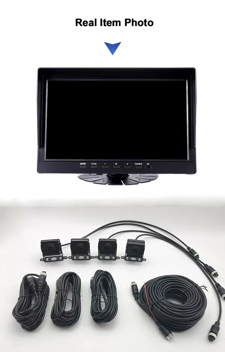 Sistema de monioring de câmera de ponto cego bsd de caminhão de 4 canais de 7 polegadas ai 720p caminhão ônibus monioring por software de sistema