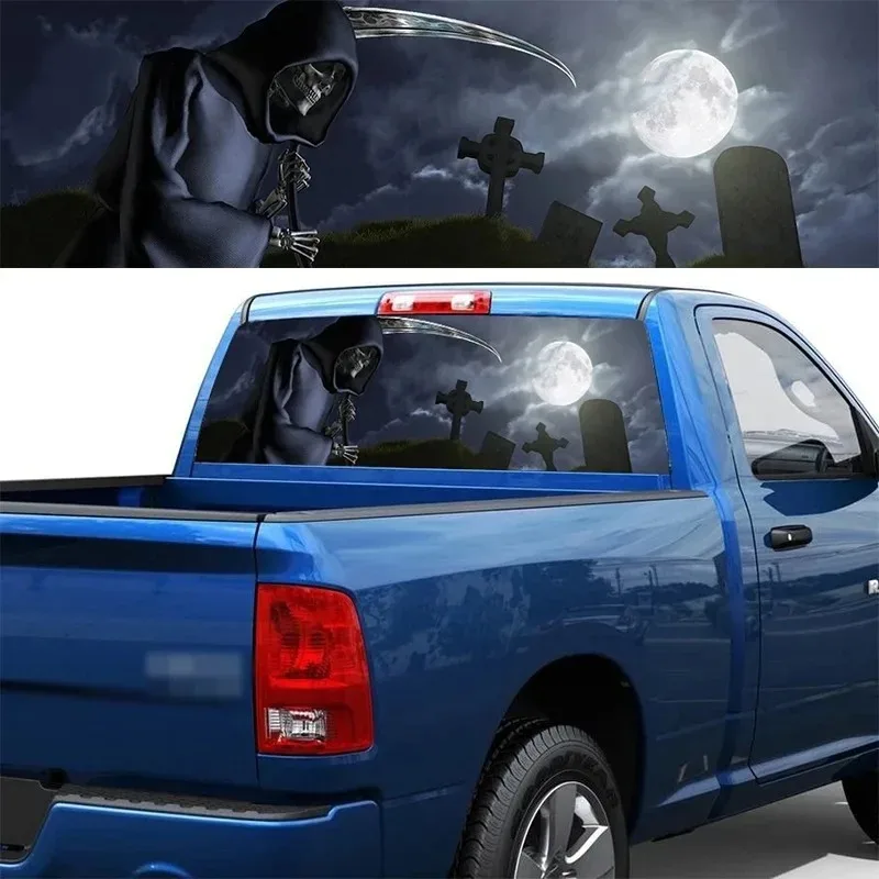 168x74CM Surprising 3D Truck Car Rear Windshield Poster Waterproof One Way Vision Unique Scary Window Stickers OEM Decal