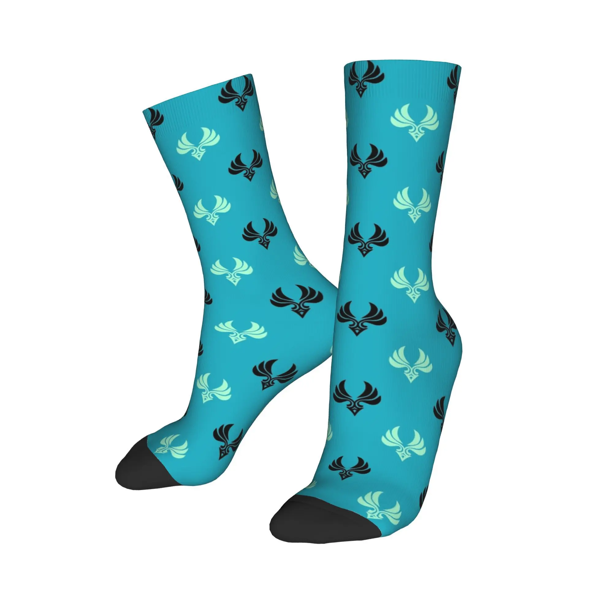

Модные мужские носки Crazy Genshin Impact Anemo Elemental Symbol On Teal Background Носки из полиэстера с графикой Женские носки Весна