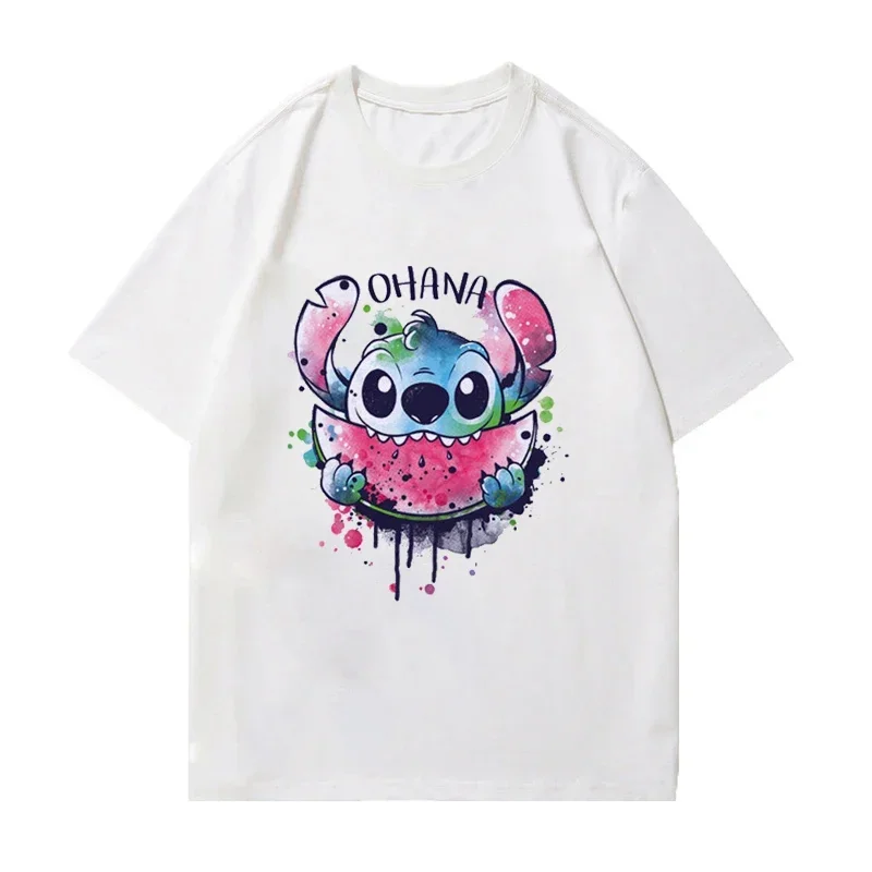 Cartoon Stitch Graphic T-shirt Ladies Summer Streetwear Tees Top T Shirt Fashion Women Clothing Casual Short Sleeves Tshirt Y2k