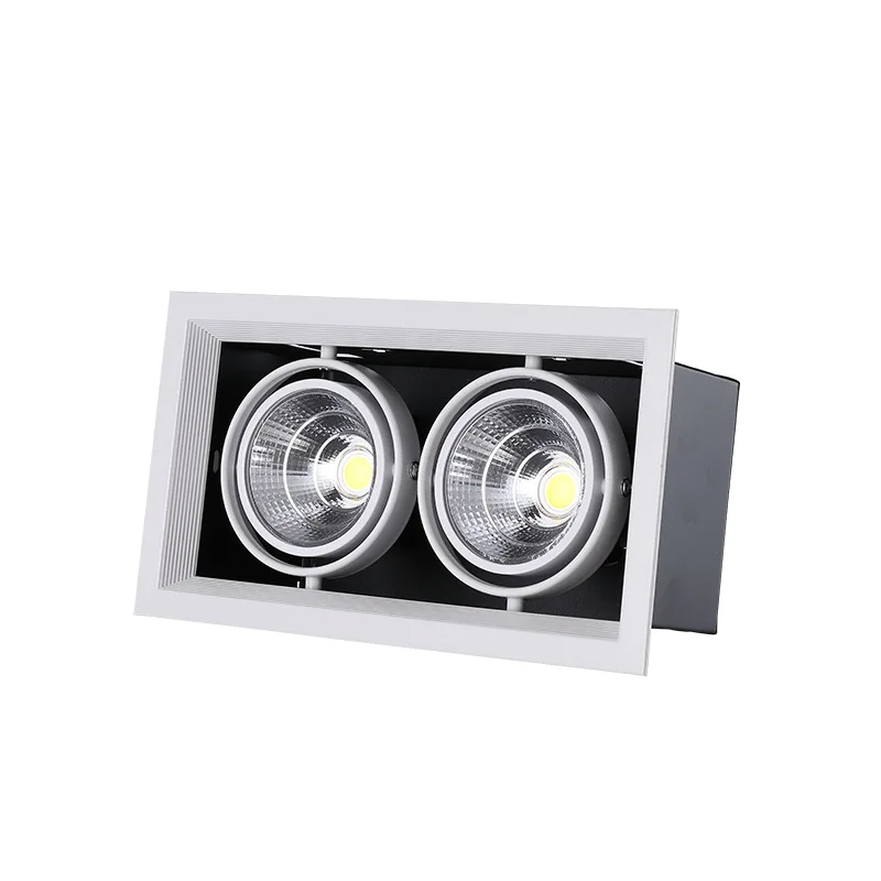 4Pcs/lot double led grille light 2*12w led ceiling down light Warm/Natural/Cold White AR80 COB light two years warranty