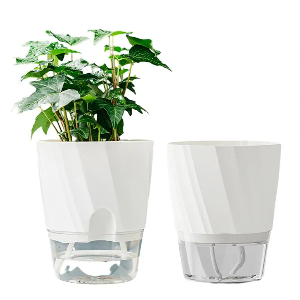 Self Watering Plant Pot Flowerpot with Clear Reservoir Planter with Wicks Ropes And Drainage Holes for Succulents Indoor Plants