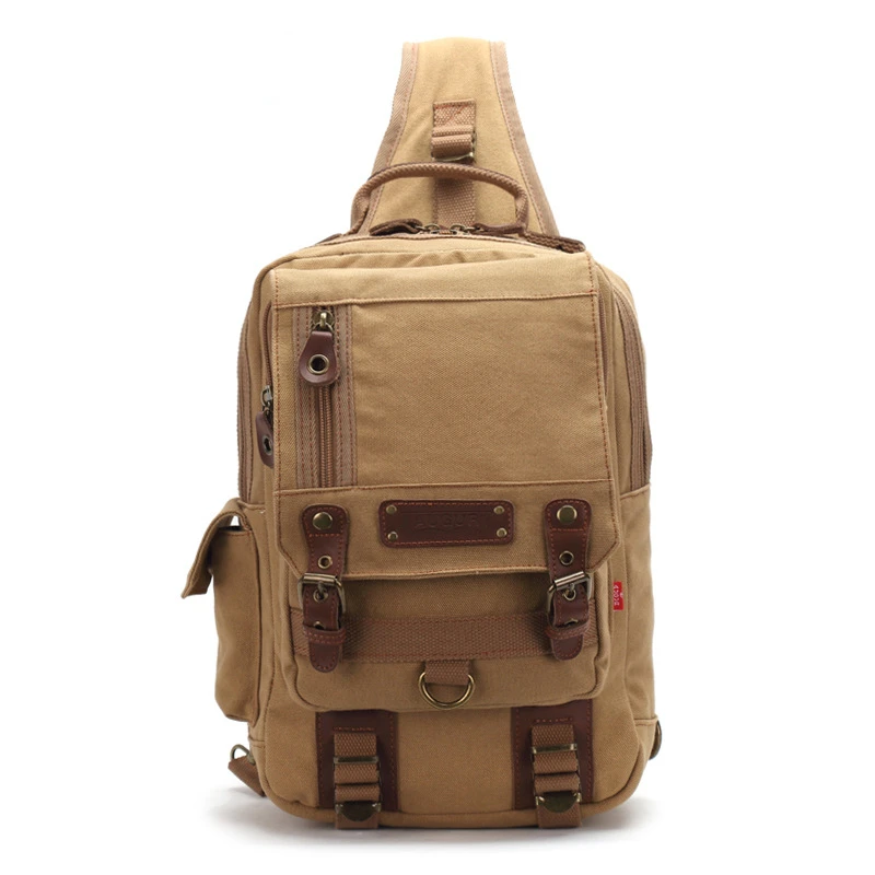 Chikage Large Capacity Single-shoulder Backpack High Quality Fashion Chest Bag Multi-function Unisex Vintage Canvas Bag