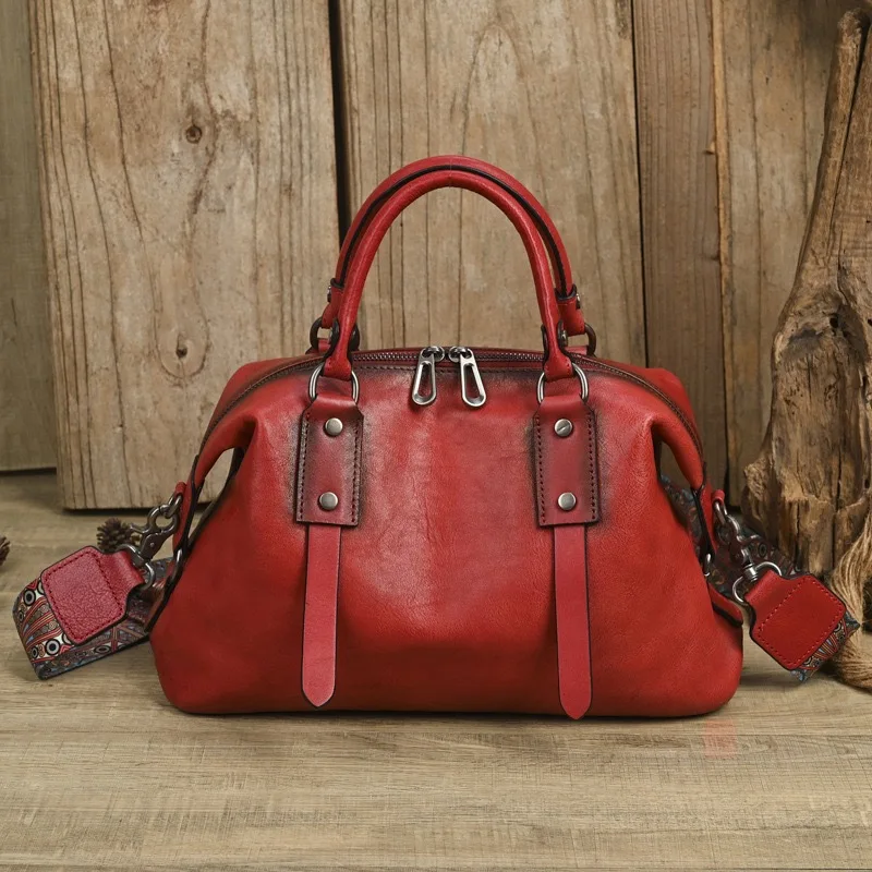 

2025 New Fashion Genuine Leather Tote Bag for Women Top Grain Cowhide Retro Shoulder Handbag Crossbody Purse Handbags