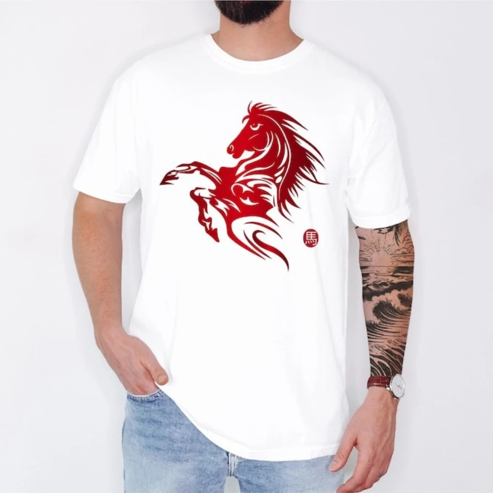 Chinese New Year Horse Shirt Zodiac Horse T-Shirt Lunar Festival Tee Year of The Horse TShirt 2026 Happy New Year Men Women Tops