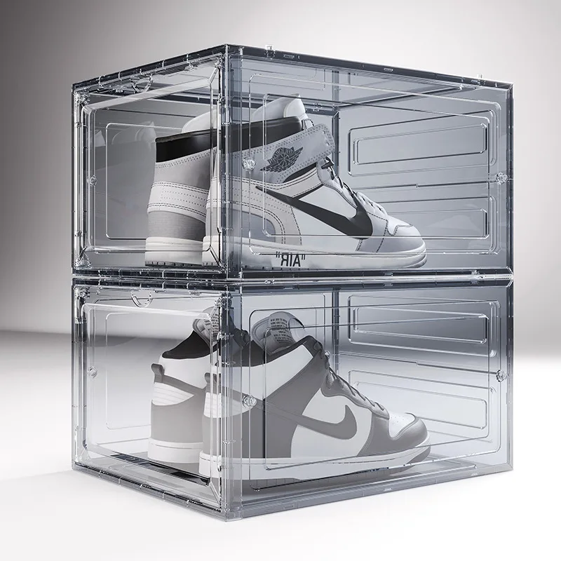 

Transparent Thickened Front Door Can Be Stacked with High Load-bearing and Enlarged Sneaker Storage Box Magnetic Shoe Box