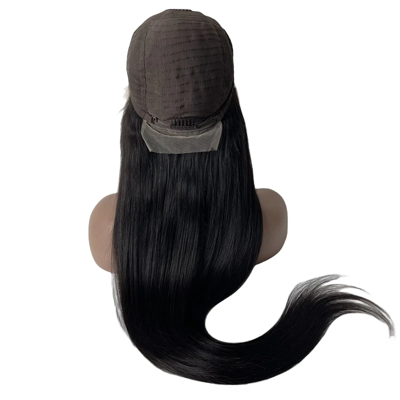 30 inches Long Indian Virgin Human Hair 180% Full Density Silky Straight 13x4 Lace front Wig for Black Woman