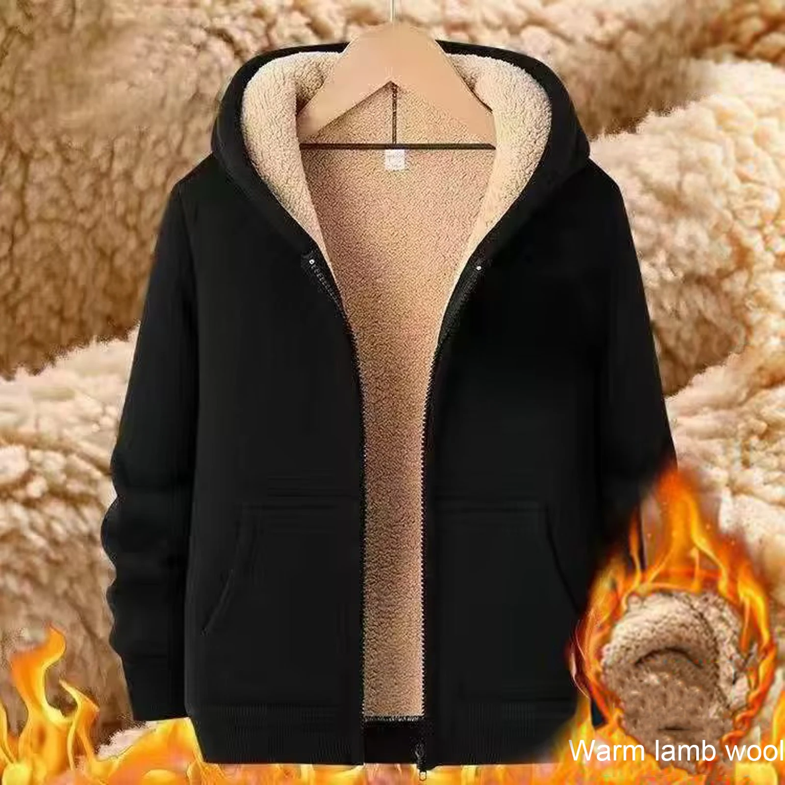Thicken Hoodies Winter Warm Sportsuit Men Hooded Running Sets Women Fleece Jacket Pants Windproof Loose Sportswear 1Set
