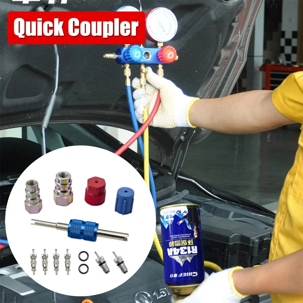 for r12 to R134A AC Fitting Adapter Kit for Automotive Air Conditioning System Retrofit with Low Side and High Side Quick