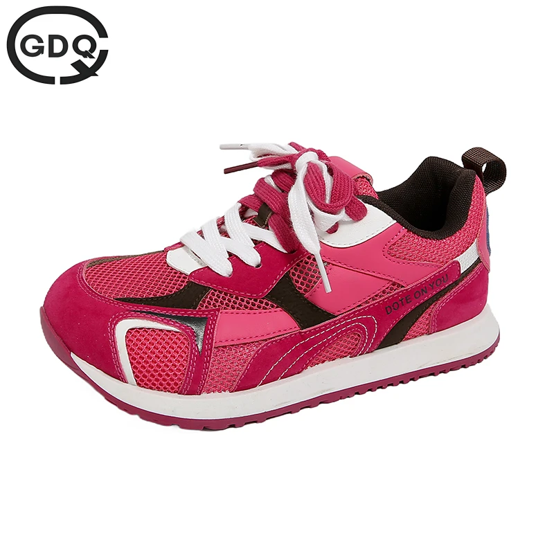 

GDQQ 2025 женские кроссовки на оптической подошве, повседневные дышащие модные кроссовки на шнуровке для прогулок на открытом воздухе, розовые осенние кроссовки, обувь на платформе