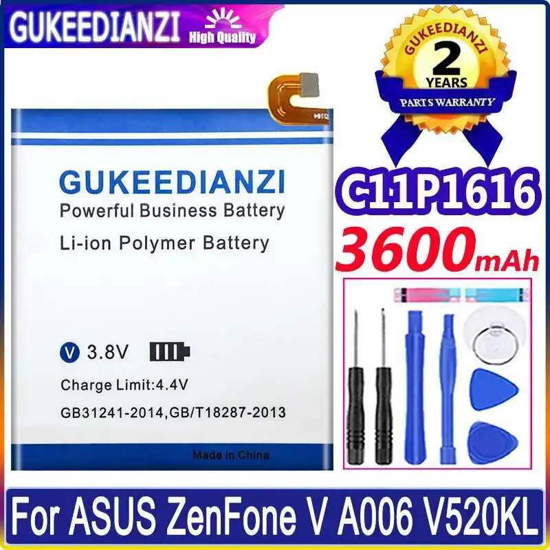 

Mobile Phone Battery For Asus Zenfone V A006 V520KL High-Efficiency 3600Mah C11P1616 Reliable Power