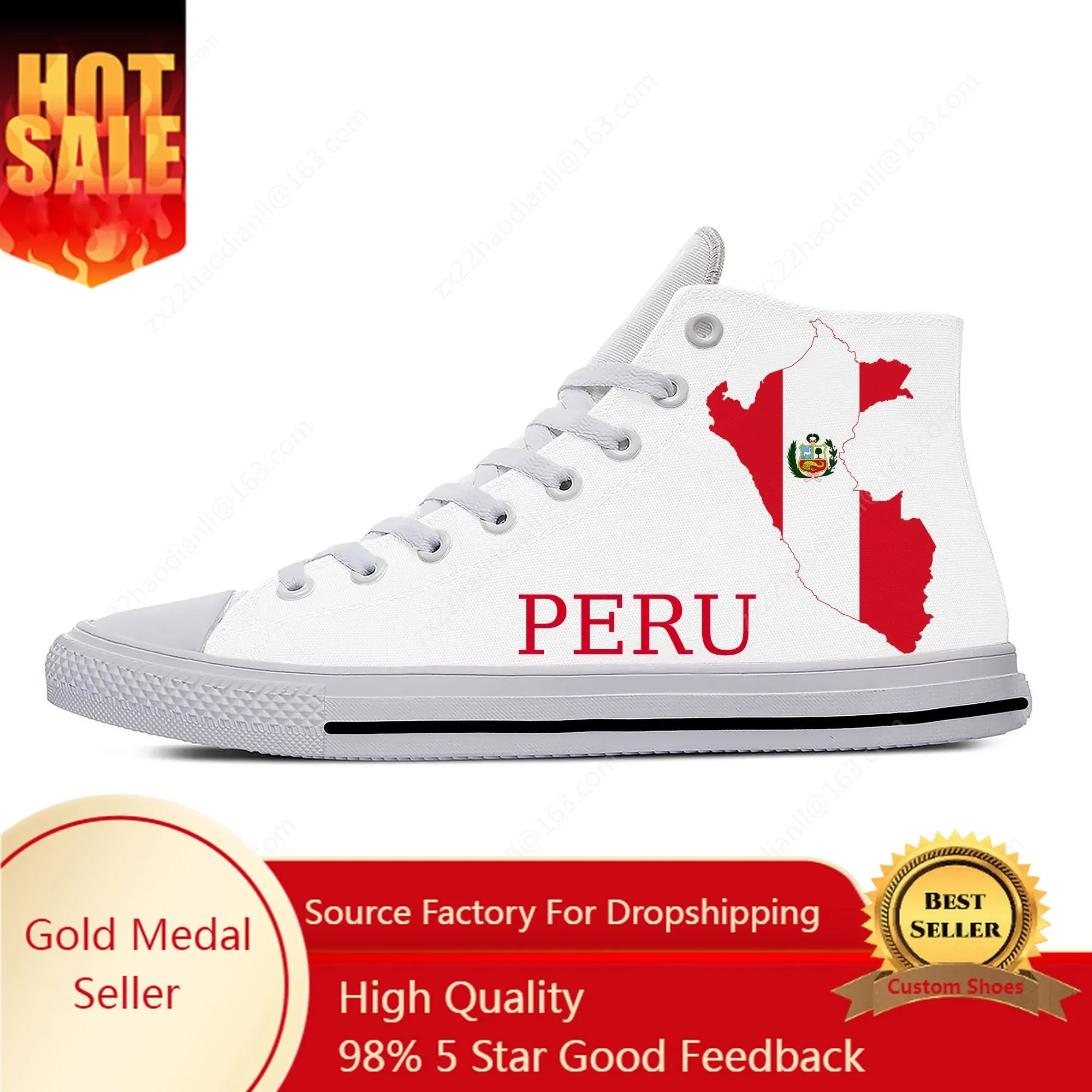 

Peru Flag High Top Sneakers Mens Womens Teenager Casual Shoes Canvas Running Shoes 3D Printed Breathable Lightweight shoe