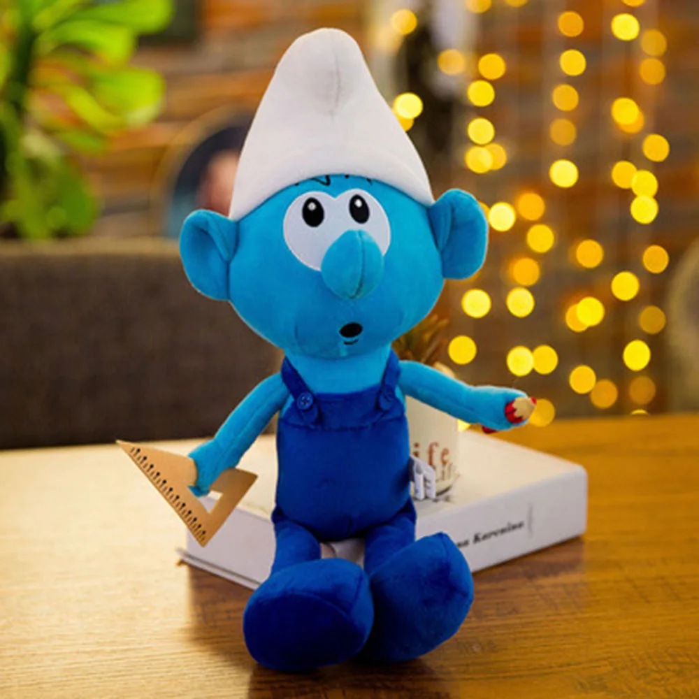 25cm Disney Anime Cartoon Smurfs Toy Smurfs Painter Engineer Chef Cue Action Figure Pillow Toys Hobby Collection Fans Gifts