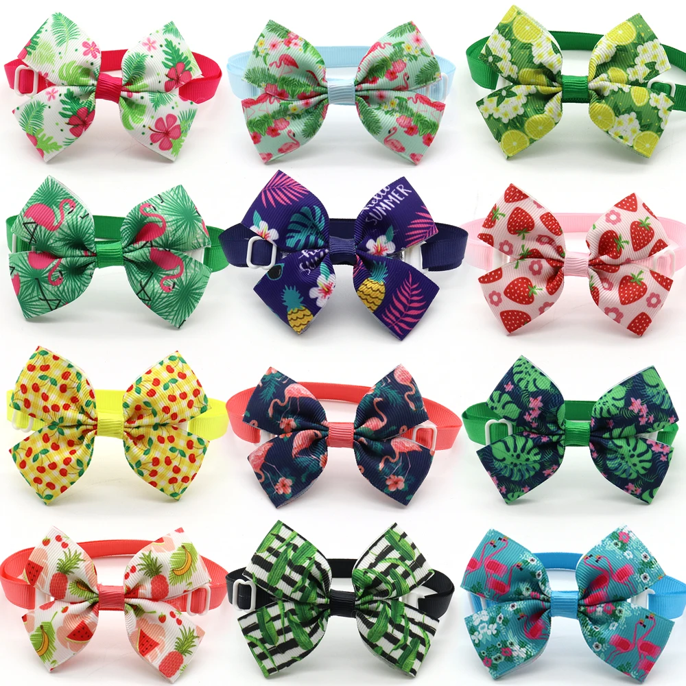 

50/100 Pcs Dog Bow Tie Lots Summer Tropical Wind for Dogs Grooming Collar Bowtie Necktie Dog Accessoties Dog Tie Pet Supplies