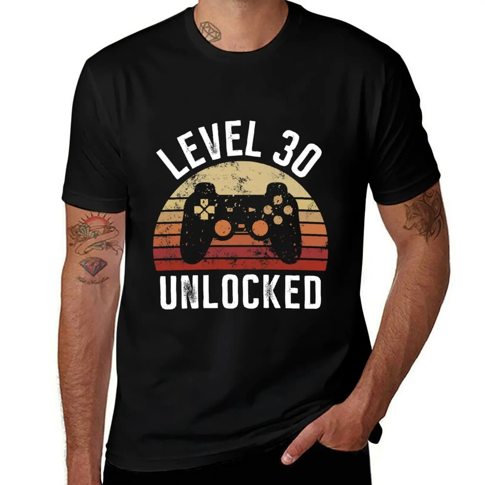 Level 30 Unlocked Shirt Video Gamer 30th Birthday Gifts Tee T-Shirt Fashion Graphic Tee for Men