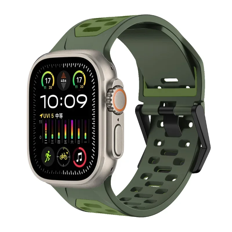 Silicone strap For Apple watch Ultra 1/2 49mm 10 46mm 9 8 7 45mm Sports breathable wristband For iwatch 6 5 4 3 SE 44mm 42mm